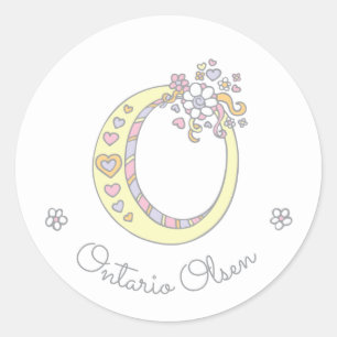 Initial monogram O custom name id name stickers