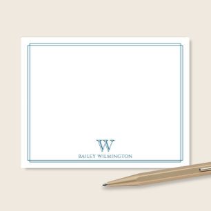 Initial Monogram Ocean Blue Border Professional Card