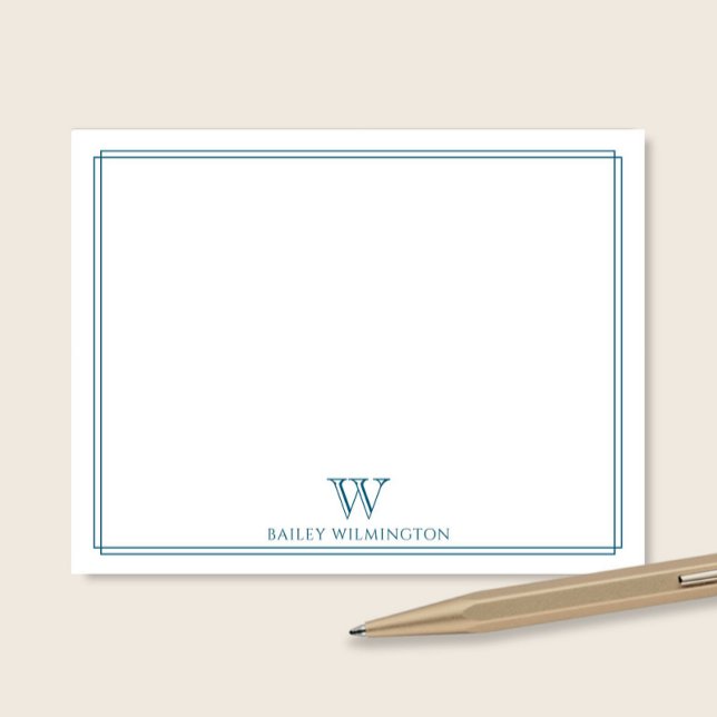 Initial Monogram Ocean Blue Border Professional Card (Creator Uploaded)