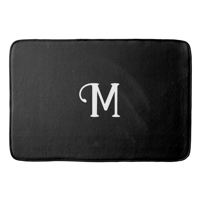Initial Monogram Onyx Jewel Tone Solid Colour Bath Mat (Front)