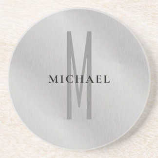 Initial monogram professional plain add your name coaster