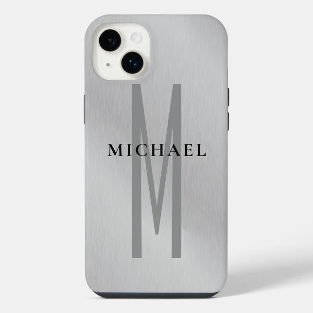 Initial monogram professional plain add your name iPhone case (Back)