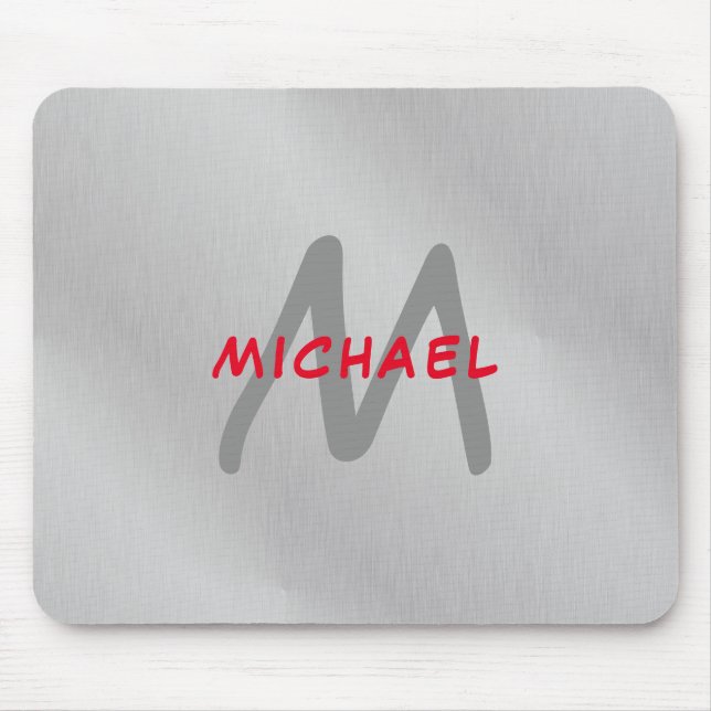 Initial monogram professional plain add your name mouse mat (Front)