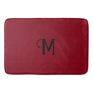 Initial Monogram Ruby Jewel Tone Solid Colour Bath Mat