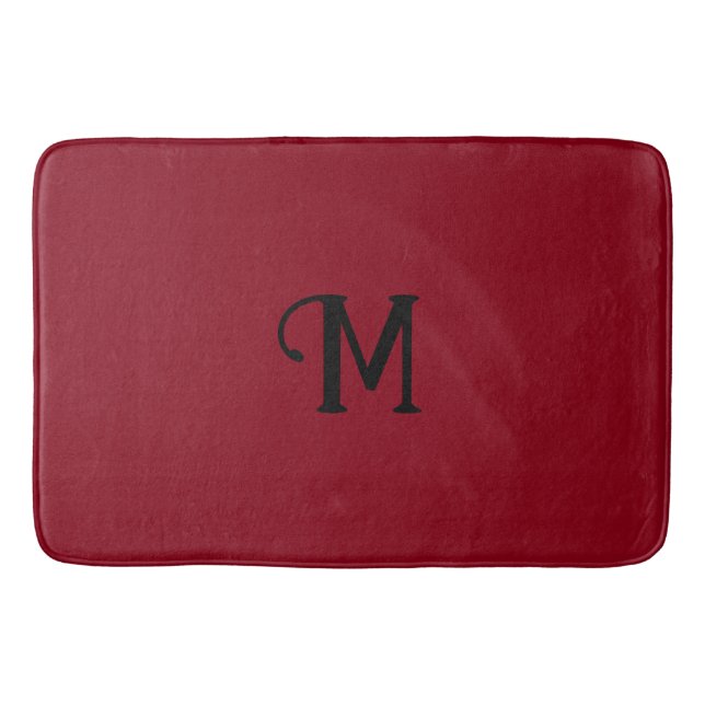 Initial Monogram Ruby Jewel Tone Solid Colour Bath Mat (Front)