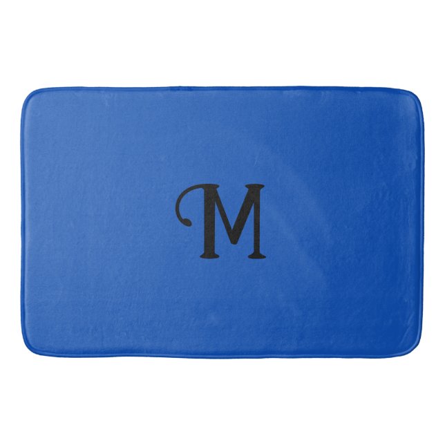 Initial Monogram Sapphire Jewel Tone Solid Colour Bath Mat (Front)