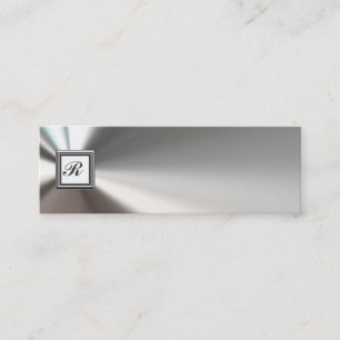 Initial Monogram Silver Metal Business Cards
