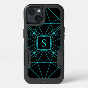 Initial Monogram   Turquoise Geometric Design