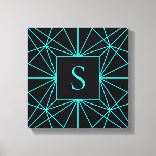 Initial Monogram Turquoise Geometric Design Canvas Print