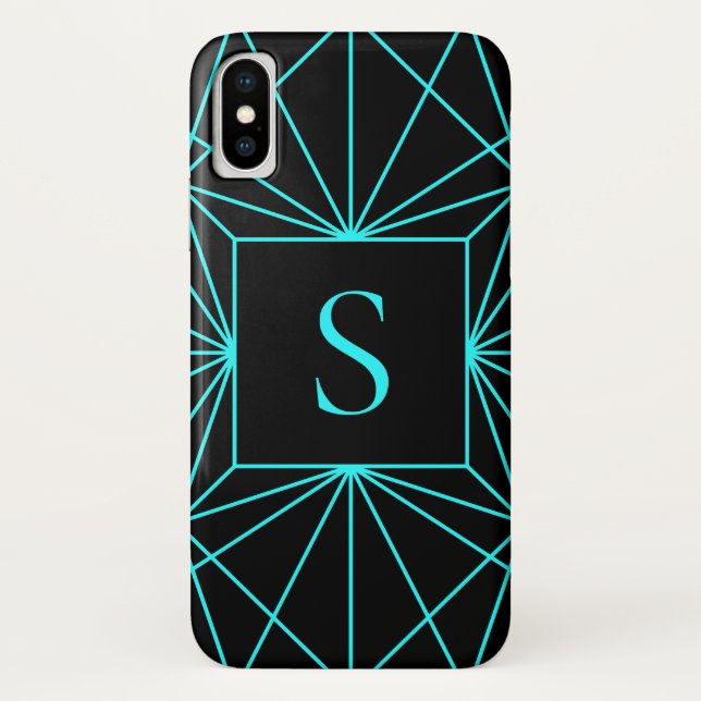 Initial Monogram | Turquoise Geometric Design Case-Mate iPhone Case (Back)