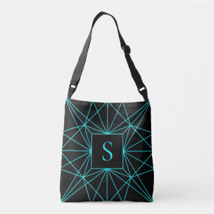 Initial Monogram   Turquoise Geometric Design Crossbody Bag