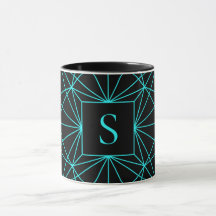 Initial Monogram | Turquoise Geometric Design