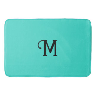 Initial Monogram Turquoise Jewel Tone Solid Colour Bath Mat