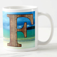 Initial Monogram Wooden Letter A Beach Ocean Scene
