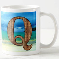 Initial Monogram Wooden Letter Q Beach Ocean Scene