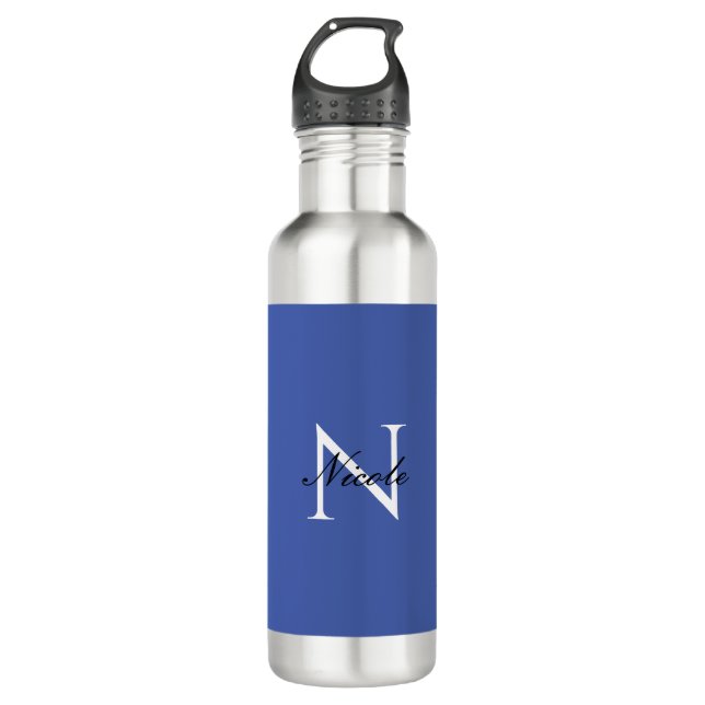 Initial Monogrammed Handwritten Own Name Blue 710 Ml Water Bottle (Front)