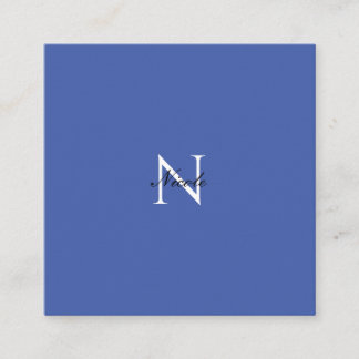 Initial Monogrammed Handwritten Own Name Blue Enclosure Card