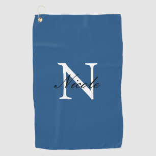 Initial Monogrammed Handwritten Own Name Blue Golf Towel