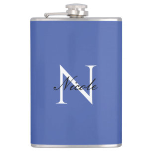 Initial Monogrammed Handwritten Own Name Blue Hip Flask