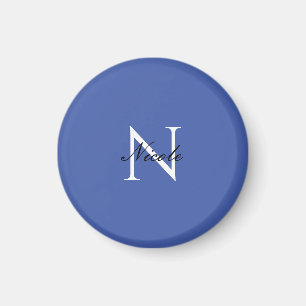Initial Monogrammed Handwritten Own Name Blue Magnet