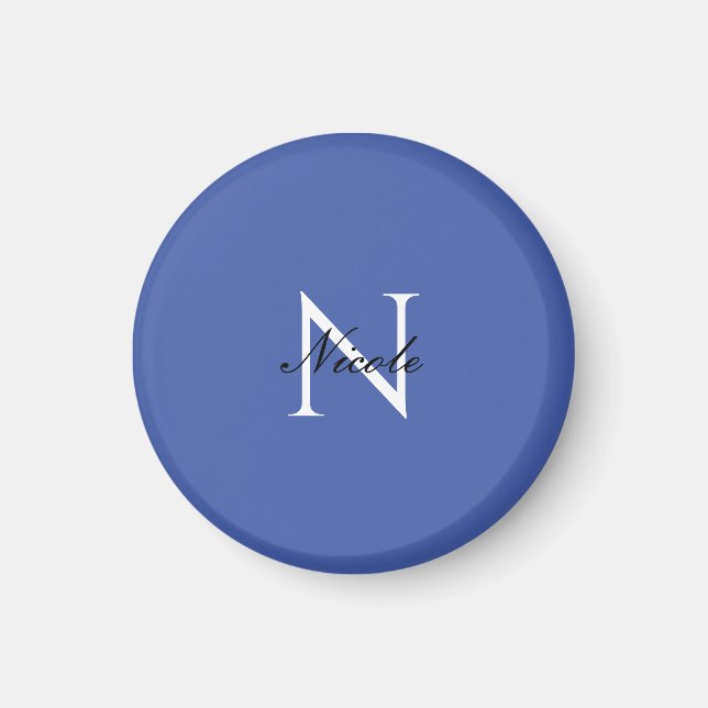 Initial Monogrammed Handwritten Own Name Blue Magnet (Front)