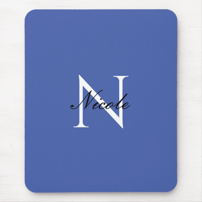 Initial Monogrammed Handwritten Own Name Blue Mouse Mat (Front)