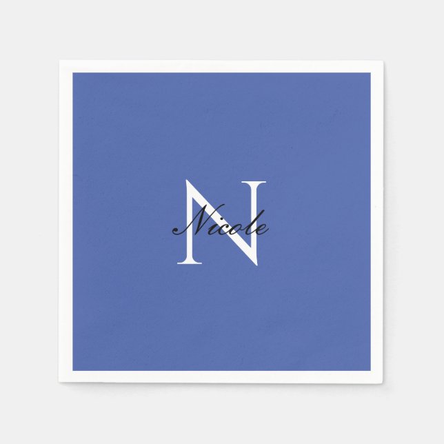Initial Monogrammed Handwritten Own Name Blue Napkin (Front)