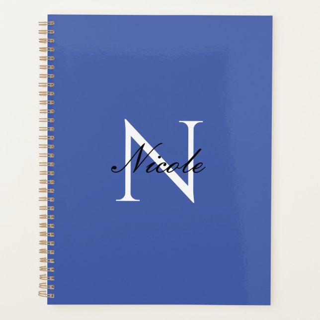 Initial Monogrammed Handwritten Own Name Blue Planner (Front)