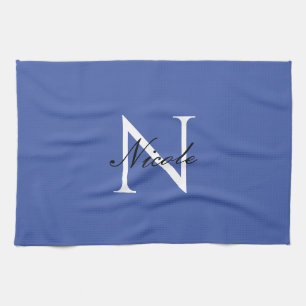Initial Monogrammed Handwritten Own Name Blue Tea Towel
