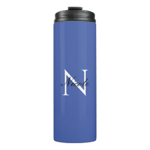 Initial Monogrammed Handwritten Own Name Blue Thermal Tumbler