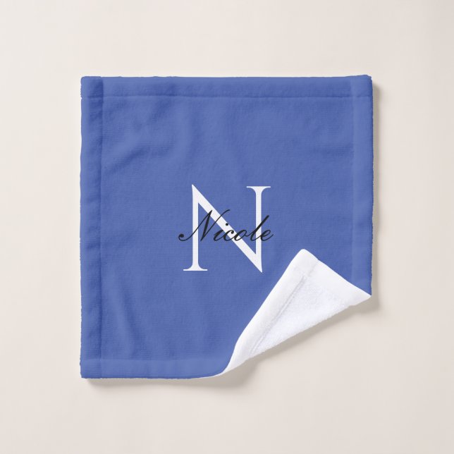 Initial Monogrammed Handwritten Own Name Blue Wash Cloth (Wash Cloth)