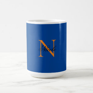 Initial Monogrammed Handwritten Own Name Deep Blue Coffee Mug