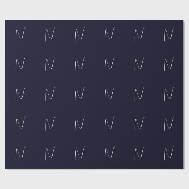 Initial Monogrammed Handwritten Professional Plain Wrapping Paper (Flat)
