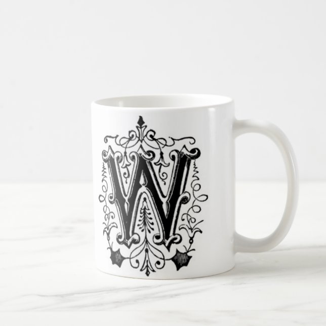 Initial Mug - Letter 'W' (Right)