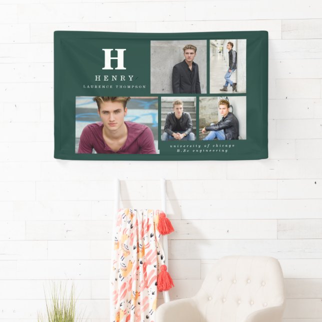 Initial multi photo graduate announcement green ba banner (Insitu)