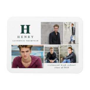 initial multi photo graduate announcement magnet