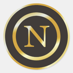 Initial N Gold Monogram Wedding  Stickers