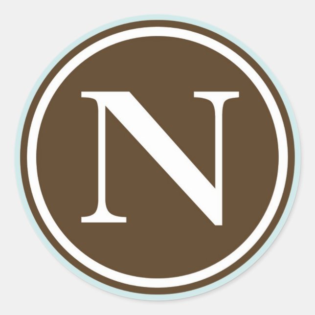 Initial N monogram circle letter seal party favour (Front)
