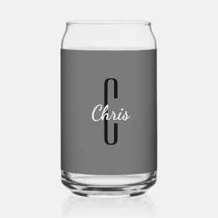 Initial Name   Charcoal Gray Beverage Can Glass