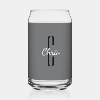 Initial Name | Charcoal Grey Beverage Can Glass