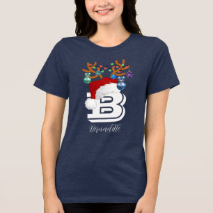 Initial Name Matching Christmas Family Tri-Blend Shirt