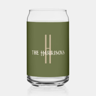 Initial Name   Modern Army Green Beverage Can Glass