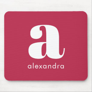 Initial Name Monogram Professional Simple Magenta  Mouse Mat
