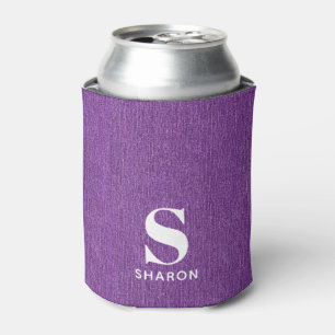 Initial Name Purple Denim Print 12oz Can Cooler