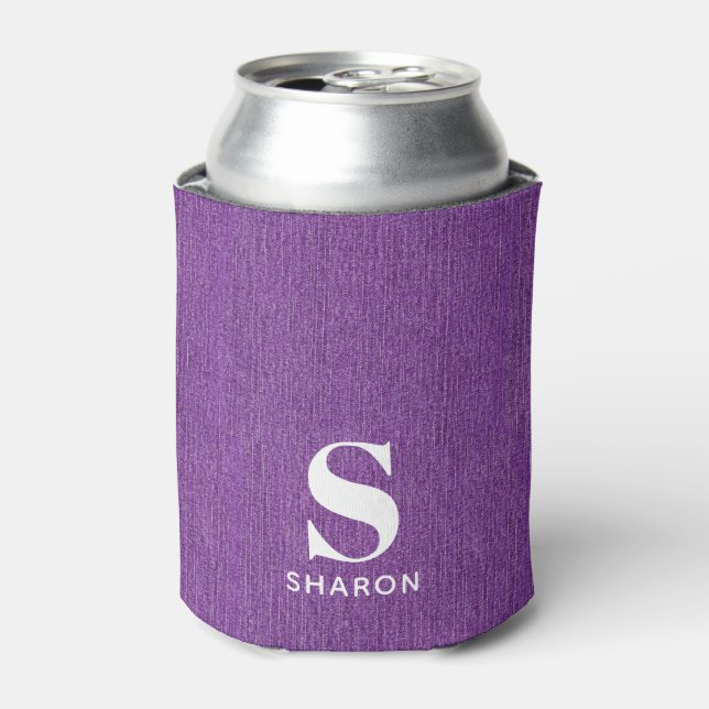 Initial Name Purple Denim Print 12oz Can Cooler (Can Front)