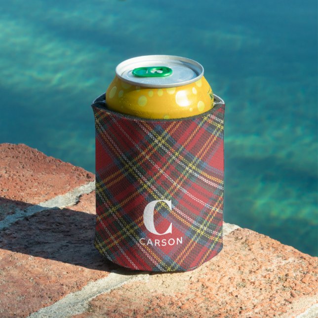 Initial Name, Stewart Tartan Plaid 12oz Can Cooler (In Situ Pool)