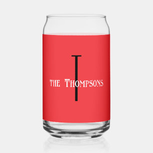 Initial Name   Vibrant Red 16oz Beverage Can Glass