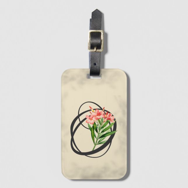 Initial O, Vintage Oleander Luggage Tag (Front Vertical)