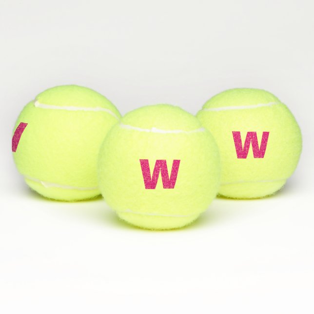 Initial or Monogram in Hot Pink - Personalise Tennis Balls (Multi)
