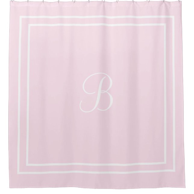 Initial or name pink shower curtain (Front)